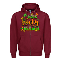 Burgundy One lucky Mama St. Patrick's Day Zipper Hoodie - CowGirlArtShop