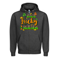 Charcoal Heather One lucky Mama St. Patrick's Day Zipper Hoodie - CowGirlArtShop