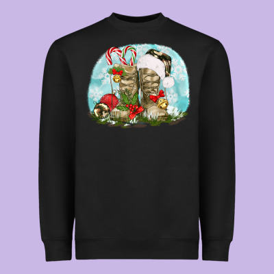 Army Boots Christmas Heavyweight Sweatshirt Designed By Texasbilliewilder