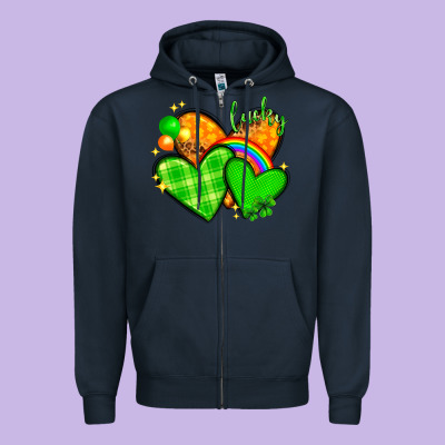 St. Patrick's Day Hearts St. Patricks Day Zipper Hoodie Designed By Howdyjamesfarm