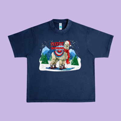 Fleece Navidad Alpaca Mountains Urban Heavy Tee Designed By Lillyallendesigns