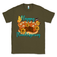 Army Green Happy Thanksgiving Pumpkin Pie Classic Tee - LillyAllenDesigns