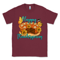 Burgundy Happy Thanksgiving Pumpkin Pie Classic Tee - LillyAllenDesigns