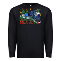 Black believe polar express christmas trees Premium Sweatshirt - FaDigitalArtStudio