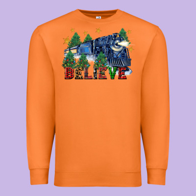 Believe Polar Express Christmas Trees Premium Sweatshirt Designed By Fadigitalartstudio