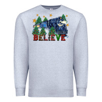 Heather Grey believe polar express christmas trees Premium Sweatshirt - FaDigitalArtStudio