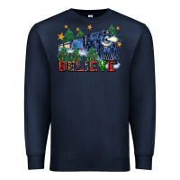 Navy believe polar express christmas trees Premium Sweatshirt - FaDigitalArtStudio