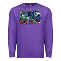 Purple believe polar express christmas trees Premium Sweatshirt - FaDigitalArtStudio