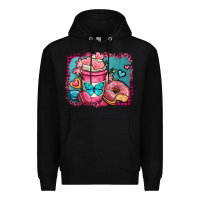 Black valentines day coffee cup and sweets Premium Hoodie - OliviaCreatesArt