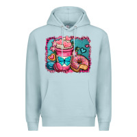 Blue Mist valentines day coffee cup and sweets Premium Hoodie - OliviaCreatesArt