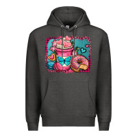 Charcoal Heather valentines day coffee cup and sweets Premium Hoodie - OliviaCreatesArt