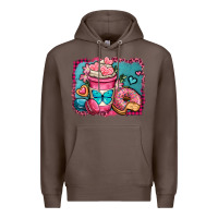 Coffee valentines day coffee cup and sweets Premium Hoodie - OliviaCreatesArt