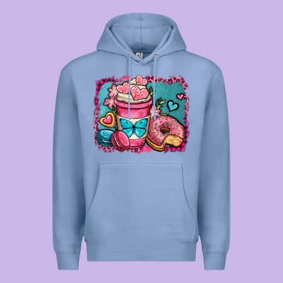 Valentines Day Coffee Cup And Sweets Premium Hoodie Designed By Oliviacreatesart