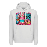 Dove Grey valentines day coffee cup and sweets Premium Hoodie - OliviaCreatesArt