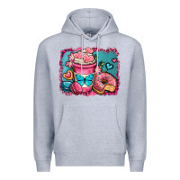 Heather Grey valentines day coffee cup and sweets Premium Hoodie - OliviaCreatesArt