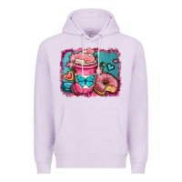 Lilac valentines day coffee cup and sweets Premium Hoodie - OliviaCreatesArt