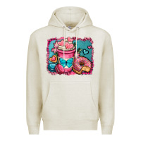 Oatmeal Heather valentines day coffee cup and sweets Premium Hoodie - OliviaCreatesArt