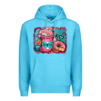 Ocean Blue valentines day coffee cup and sweets Premium Hoodie - OliviaCreatesArt