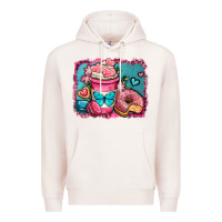 Pale Pink valentines day coffee cup and sweets Premium Hoodie - OliviaCreatesArt