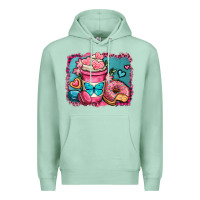 Seafoam valentines day coffee cup and sweets Premium Hoodie - OliviaCreatesArt