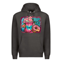 Smoke valentines day coffee cup and sweets Premium Hoodie - OliviaCreatesArt