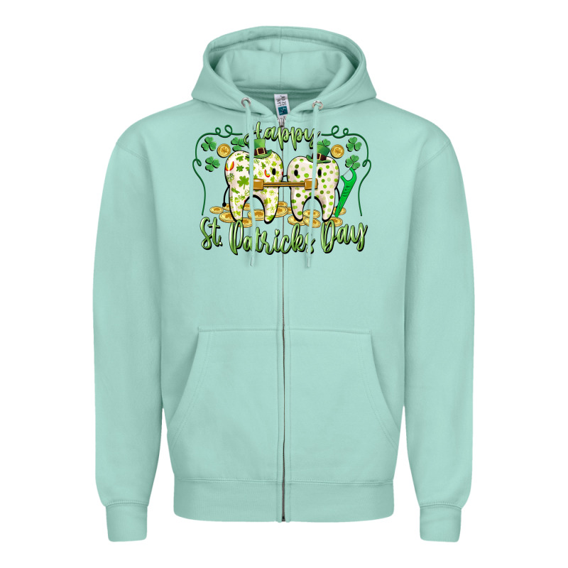 Happy St. Patrick's Day Tooth Dentist Zipper Hoodie by CowGirlArtShop | Teevron