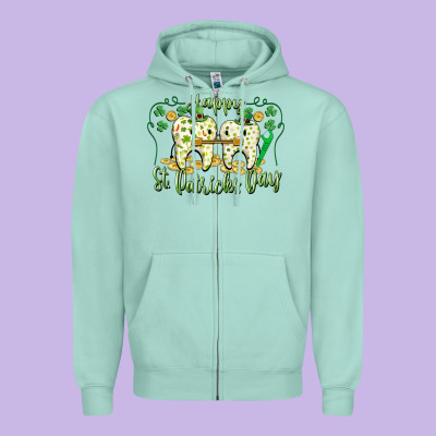 Happy St. Patrick's Day Tooth Dentist Zipper Hoodie Designed By Cowgirlartshop