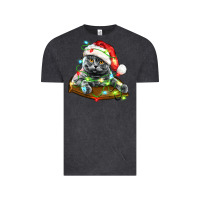 Vintage Black christmas scottish fold cat Vintage Tee - LillyAllenDesigns