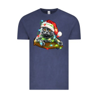 Vintage Denim christmas scottish fold cat Vintage Tee - LillyAllenDesigns