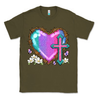 Army Green easter cross heart la Classic Tee - LillyAllenDesigns