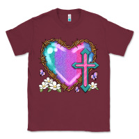 Burgundy easter cross heart la Classic Tee - LillyAllenDesigns