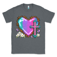 Charcoal Heather easter cross heart la Classic Tee - LillyAllenDesigns