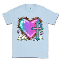 Dusty Blue easter cross heart la Classic Tee - LillyAllenDesigns