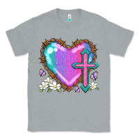 Heather Grey easter cross heart la Classic Tee - LillyAllenDesigns