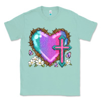 Seafoam easter cross heart la Classic Tee - LillyAllenDesigns