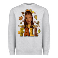 Heather Grey Just a girl who loves Fall afro woman Heavyweight Sweatshirt - NancyCooperArtShop