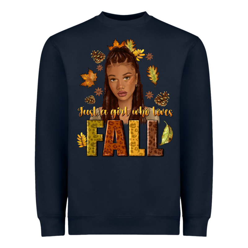 Just A Girl Who Loves Fall Afro Woman Heavyweight Sweatshirt by NancyCooperArtShop | Teevron