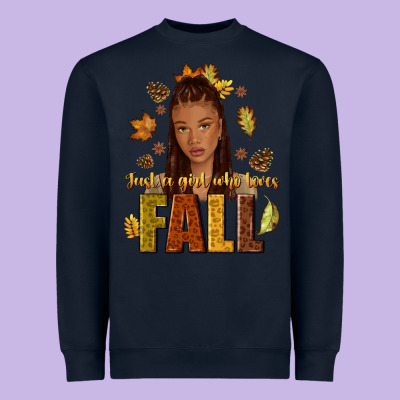 Just A Girl Who Loves Fall Afro Woman Heavyweight Sweatshirt Designed By Nancycooperartshop