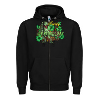 Black Happy St. Patrick's Day T-Rex Zipper Hoodie - HowdyJamesFarm
