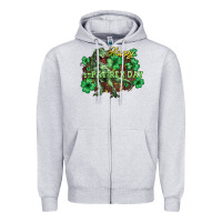 Heather Grey Happy St. Patrick's Day T-Rex Zipper Hoodie - HowdyJamesFarm