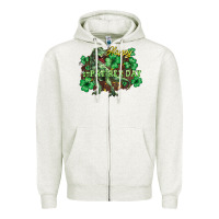 Oatmeal Heather Happy St. Patrick's Day T-Rex Zipper Hoodie - HowdyJamesFarm