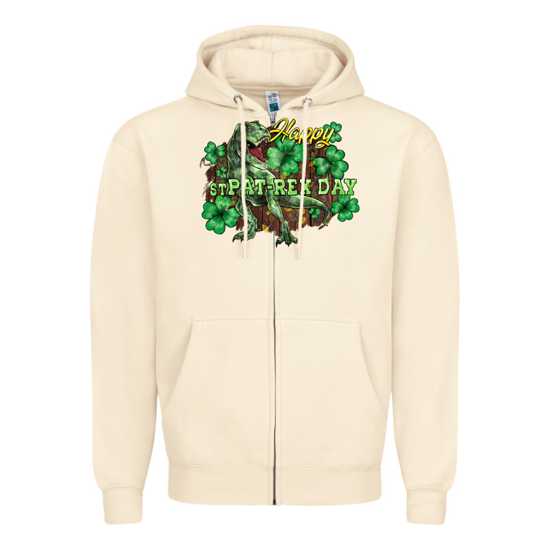 Happy St. Patrick's Day T-rex Zipper Hoodie by HowdyJamesFarm | Teevron