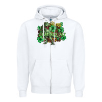 White Happy St. Patrick's Day T-Rex Zipper Hoodie - HowdyJamesFarm
