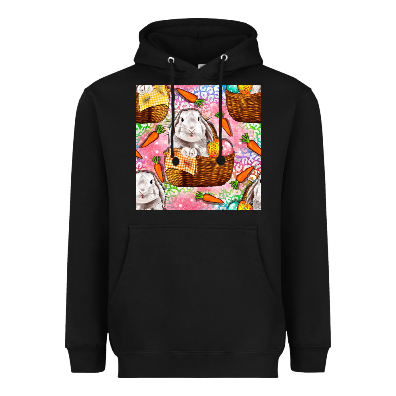 Easter Bunny With Hamper Seamless Pattern Heavyweight Hoodie by BundleAndBundleShop | Teevron
