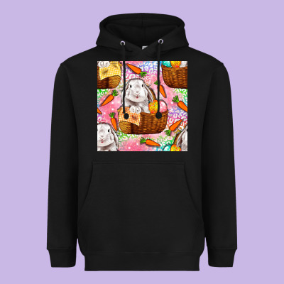 Easter Bunny With Hamper Seamless Pattern Heavyweight Hoodie Designed By Bundleandbundleshop