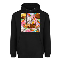 Black Easter Bunny With Hamper Seamless Pattern Heavyweight Hoodie - BundleAndBundleShop