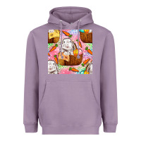 Lavender Easter Bunny With Hamper Seamless Pattern Heavyweight Hoodie - BundleAndBundleShop