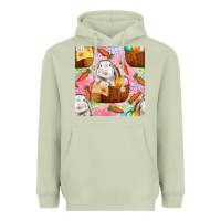 Matcha Easter Bunny With Hamper Seamless Pattern Heavyweight Hoodie - BundleAndBundleShop