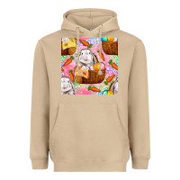 Mushroom Easter Bunny With Hamper Seamless Pattern Heavyweight Hoodie - BundleAndBundleShop