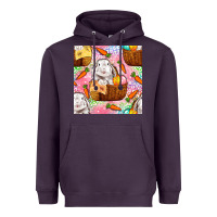Plum Easter Bunny With Hamper Seamless Pattern Heavyweight Hoodie - BundleAndBundleShop